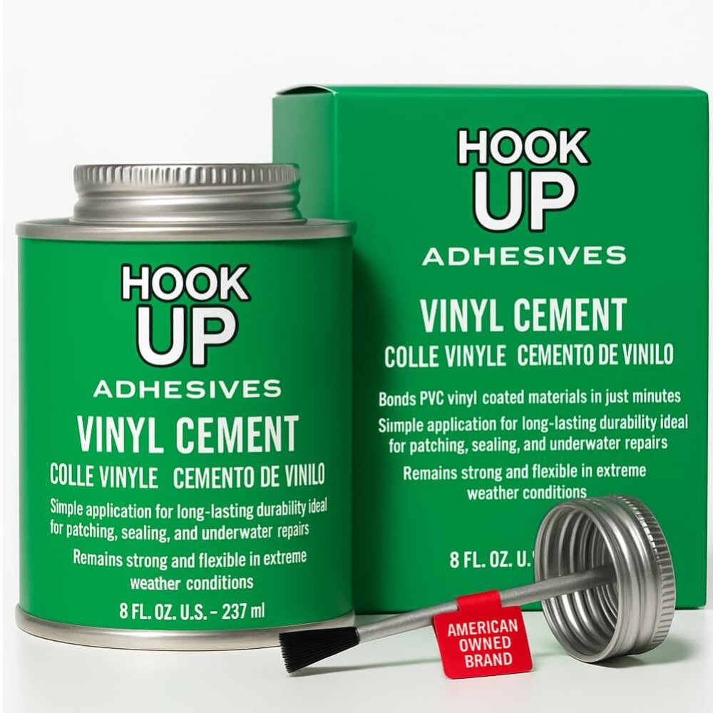HOOK UP 8 OZ Adhesives, Premium Waterproof Vinyl Cement Glue for Pool Repairs &